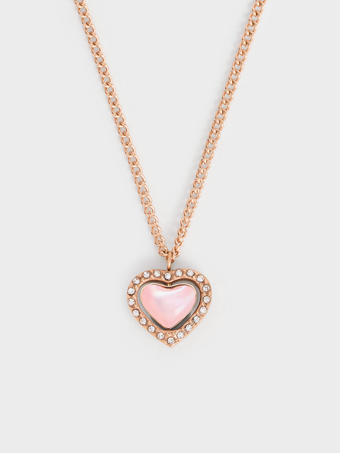 Annalise Crystal Heart-Stone Necklace, Rose Gold, hi-res
