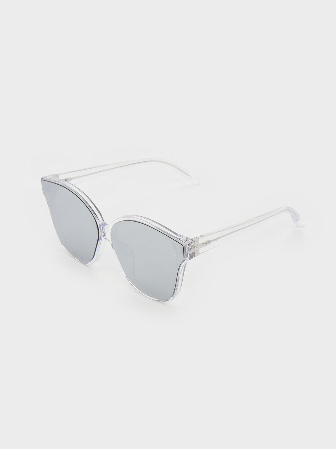 Recycled Acetate Classic Butterfly Sunglasses, Clear, hi-res