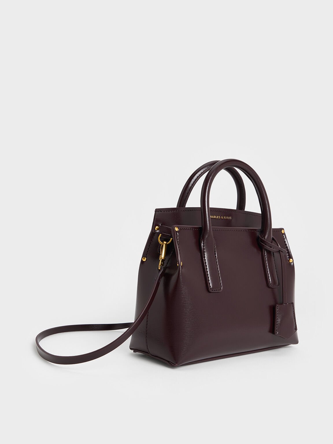 Rene Structured Top Handle Bag, Plum, hi-res