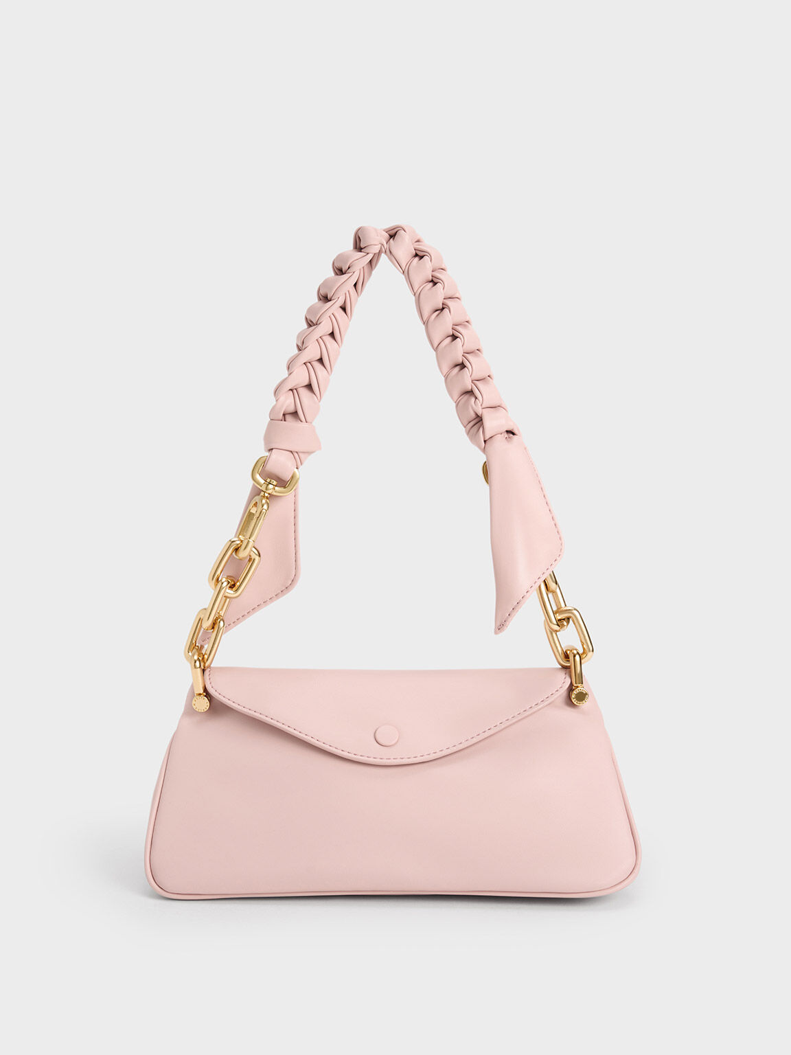 Light Pink Cleona Braided Handle Hobo Bag - CHARLES & KEITH UK