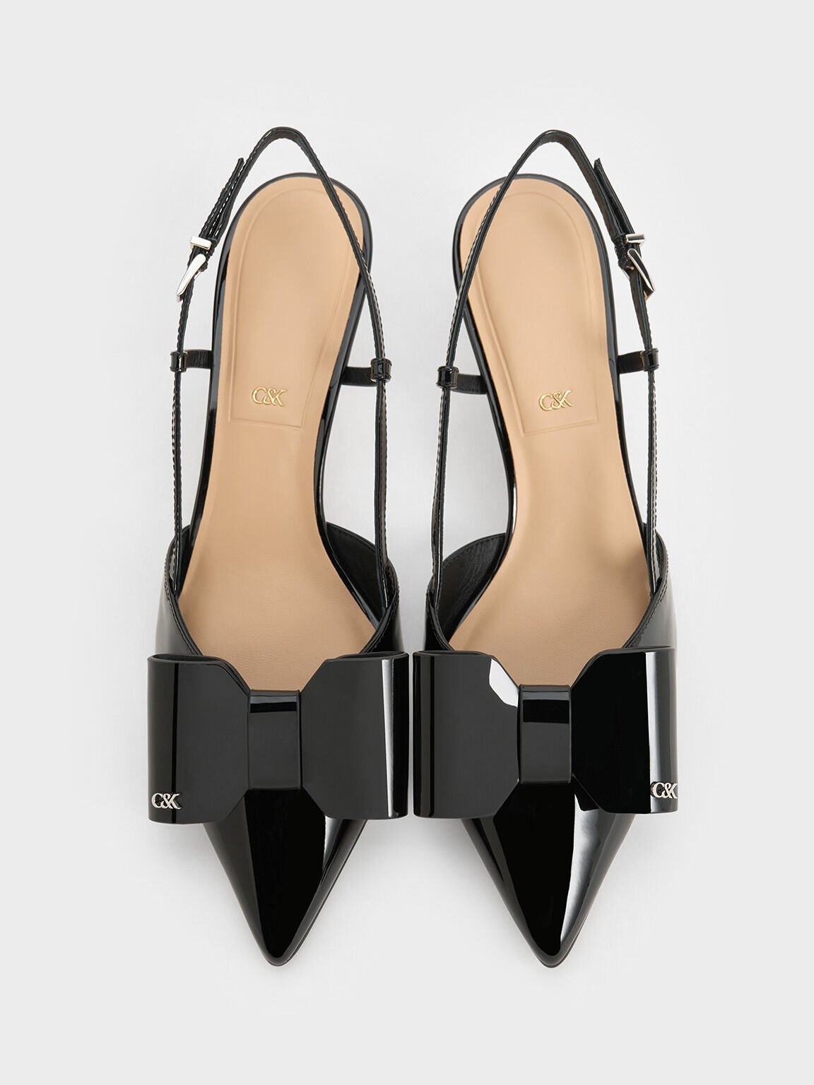 Lu Patent Leather Bow Slingback Pumps, Black Patent, hi-res