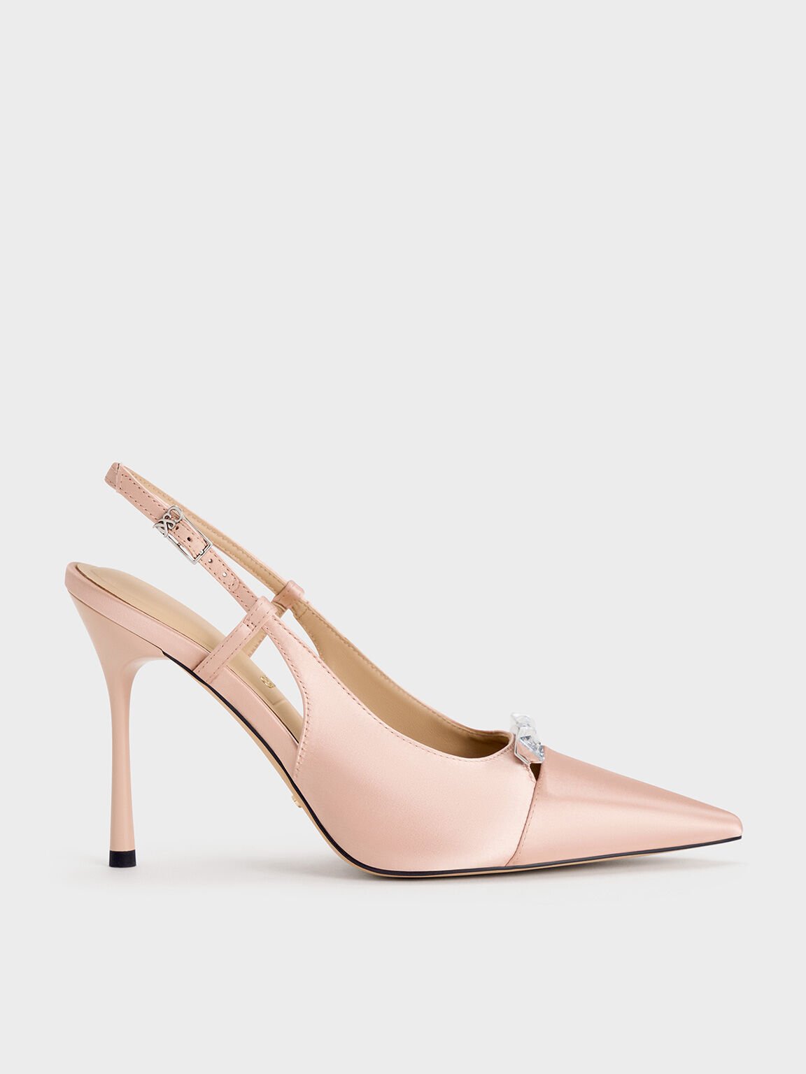 Recycled Polyester Bow Slingback Pumps, Pink, hi-res