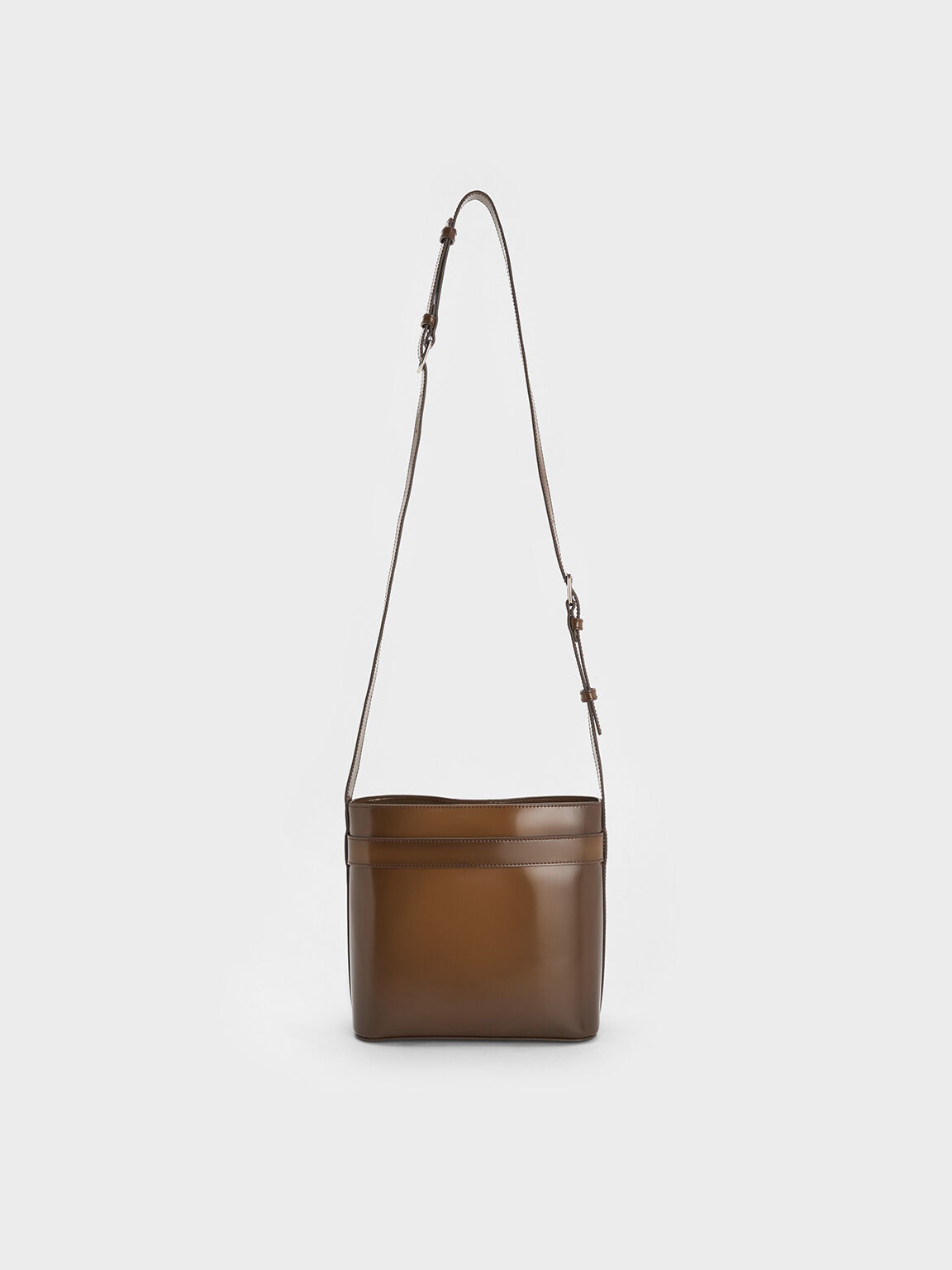 Gabine Leather Belted Bucket Bag, Brown, hi-res