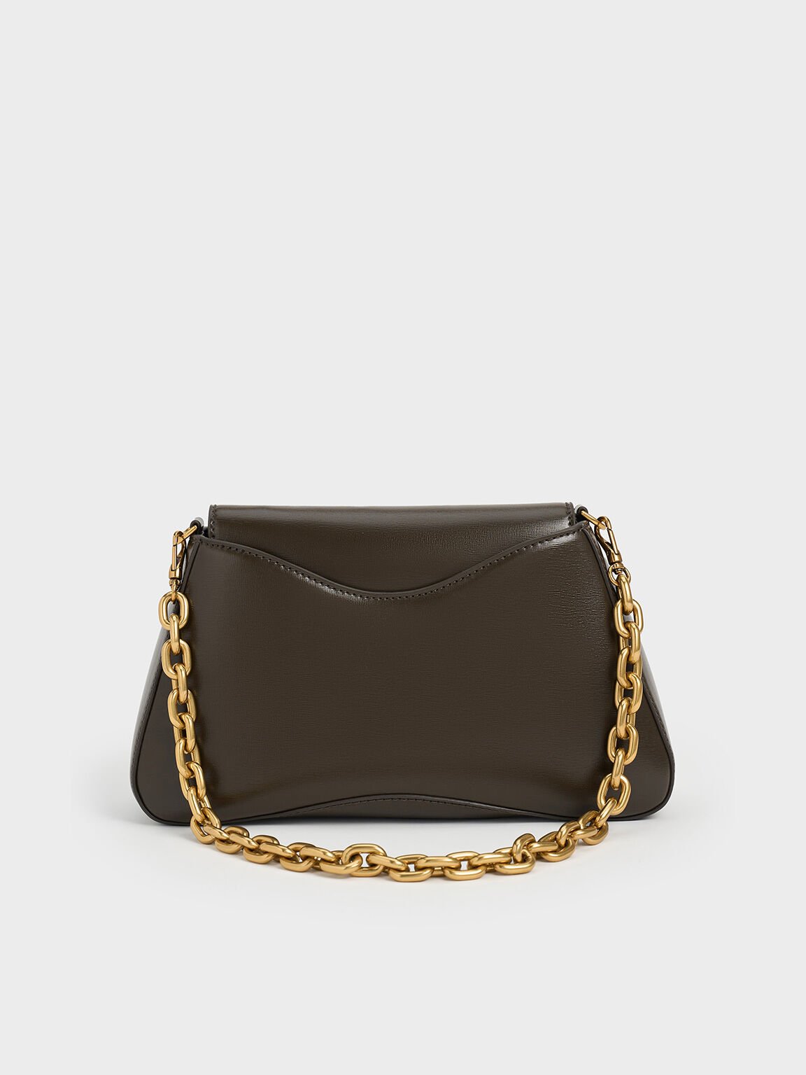 Sybill Trapeze Chain-Handle Bag, Dark Moss, hi-res