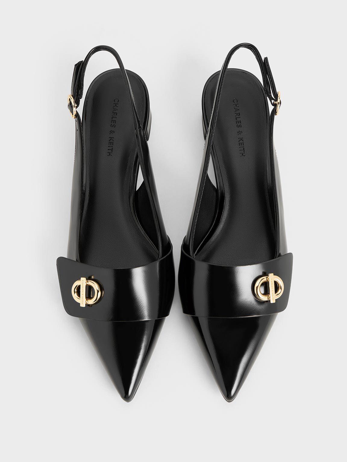 Metallic-Accent Pointed-Toe Slingback Pumps, Black Box, hi-res