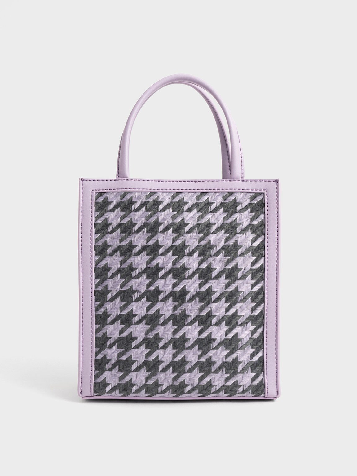 Houndstooth Double Handle Tote Bag, Lilac, hi-res