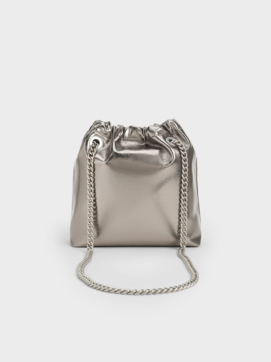 Caia Metallic Chain-Handle Tote Bag, Pewter, hi-res