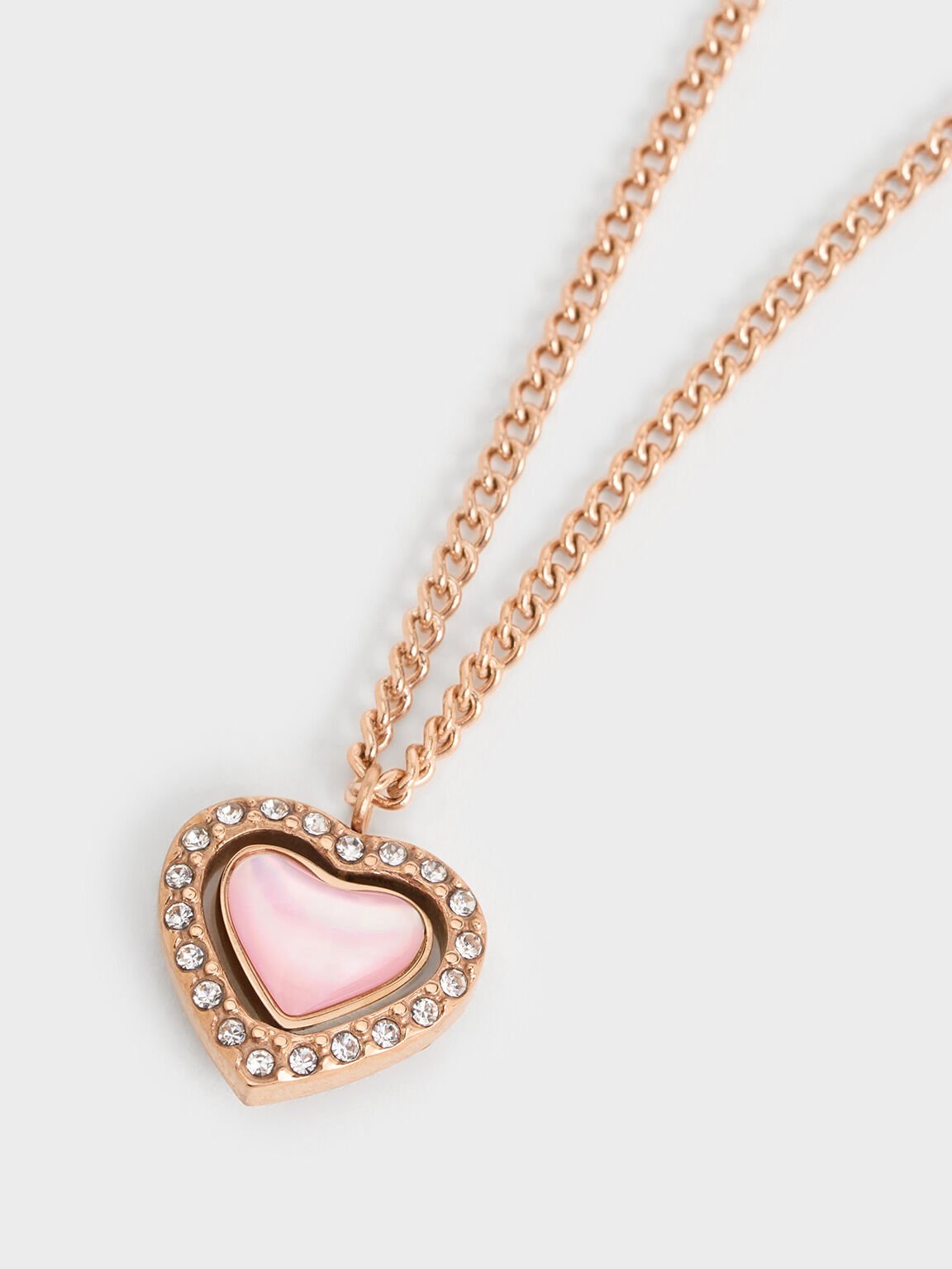 Annalise Crystal Heart-Stone Necklace, Rose Gold, hi-res