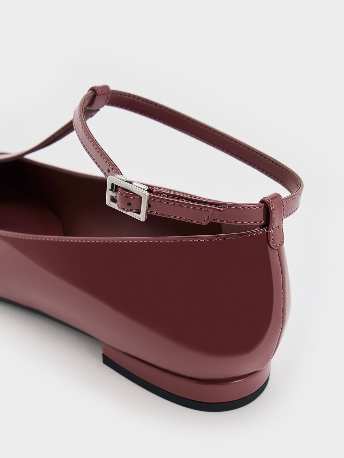 Patent T-Bar Ankle-Strap Ballet Flats, Burgundy, hi-res