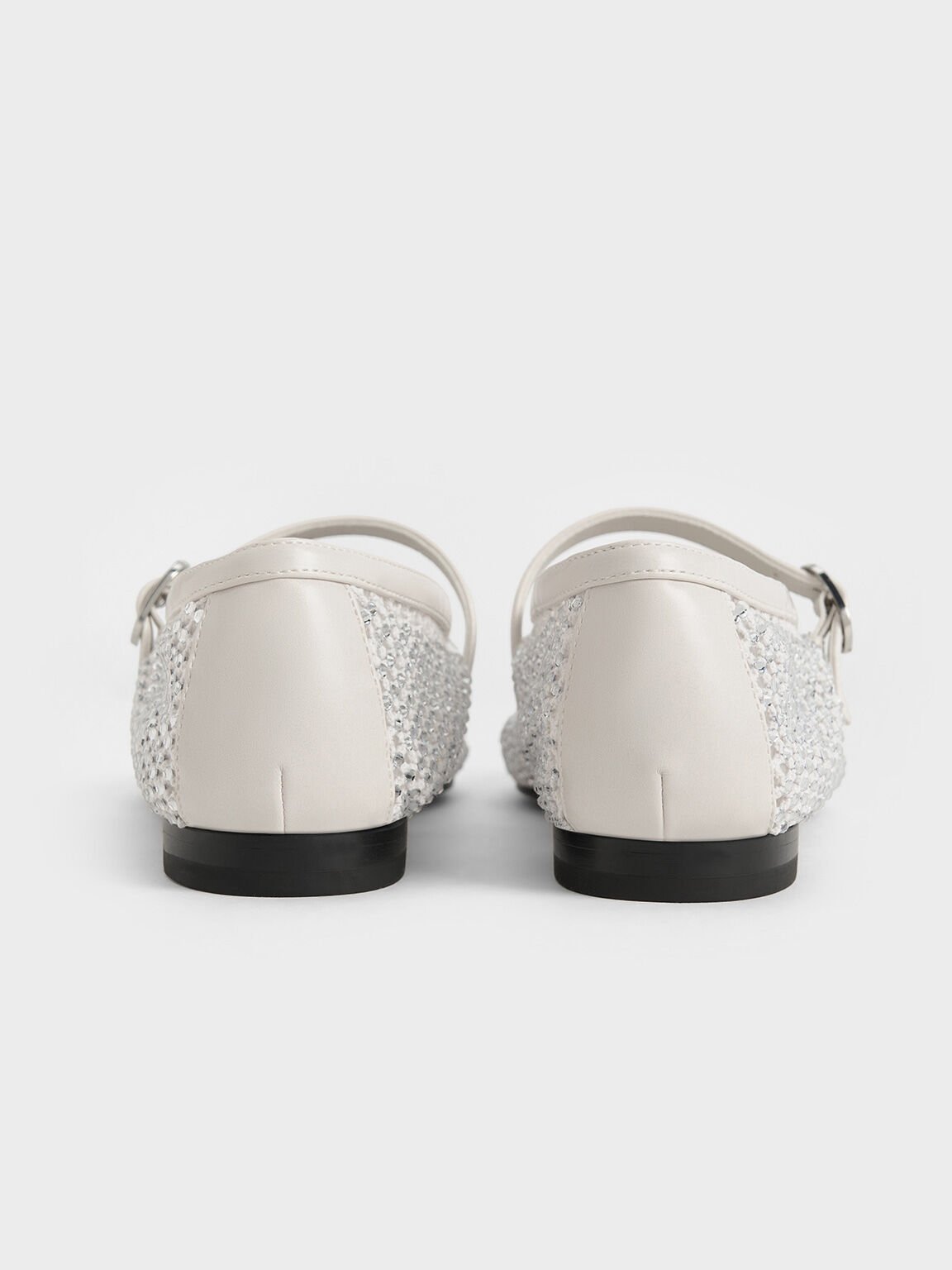 Mesh Crystal-Embellished Mary Janes, White, hi-res