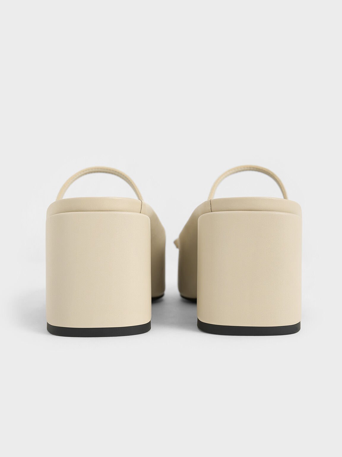 Bow Square-Toe Block-Heel Ballet Mules, Beige, hi-res