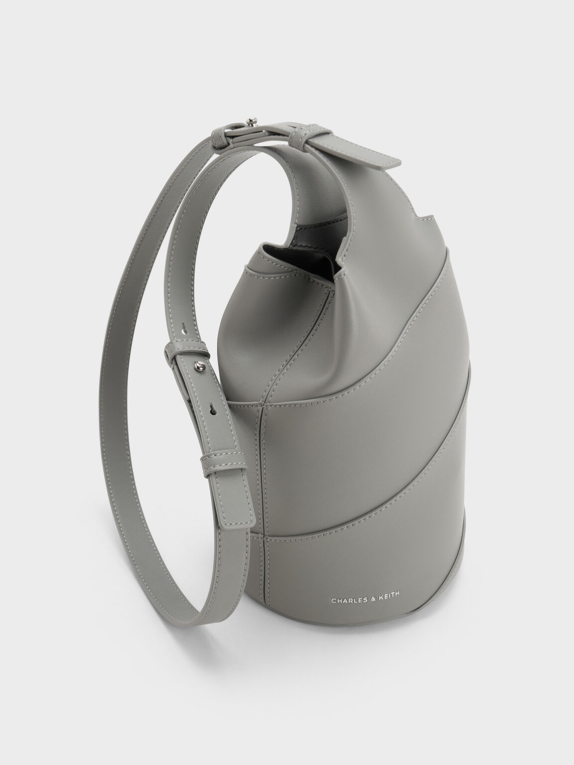 Trin Cylindrical Bucket Bag, Grey, hi-res