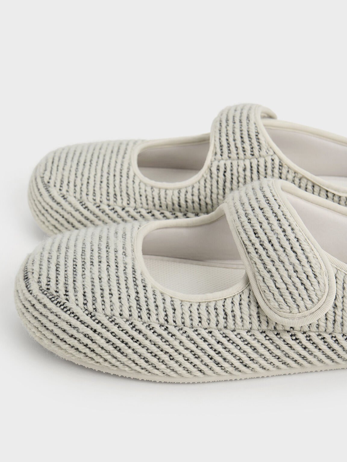 Lumi Striped Slip-On Flats, White, hi-res