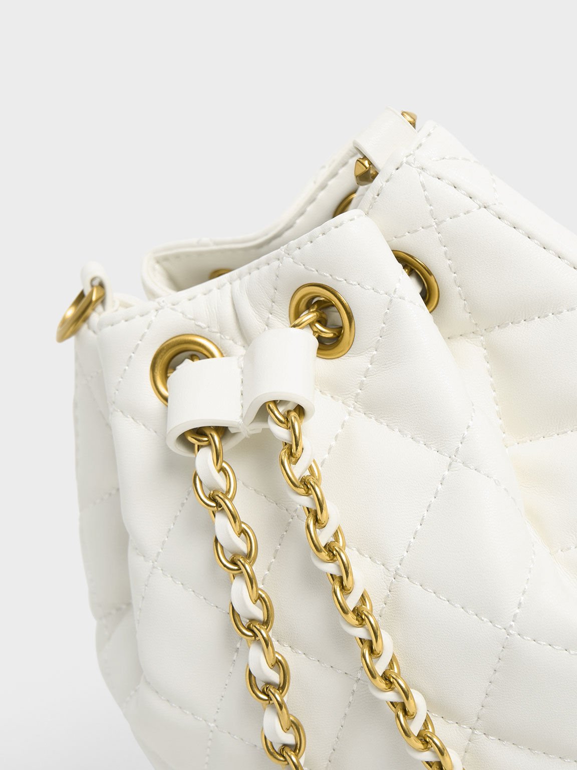 Quilted Bucket Bag, Ivory, hi-res