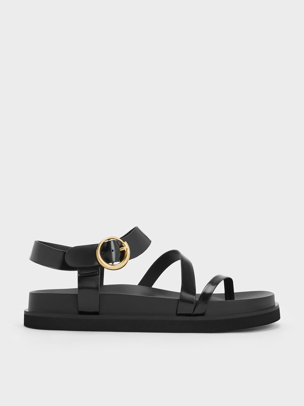 Buckled Ankle-Strap Strappy Sandals, Black Box, hi-res