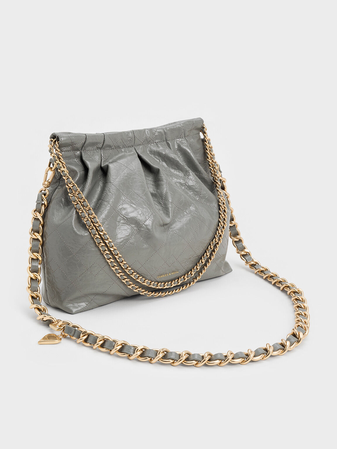 Duo Double Chain Hobo Bag, Grey, hi-res