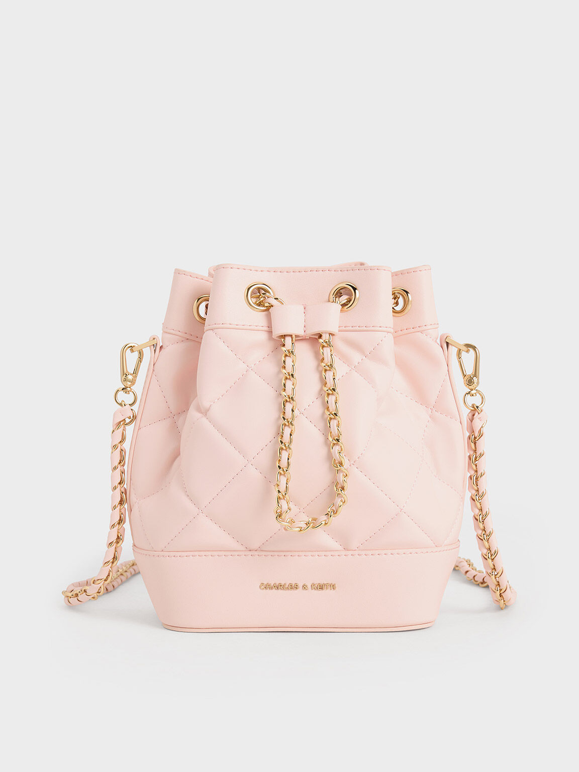 Quilted Two-Way Bucket Bag, Light Pink, hi-res