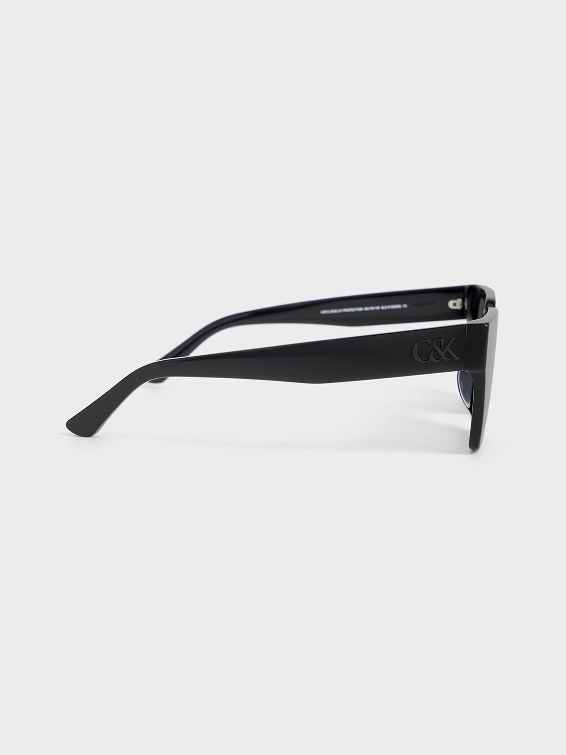 Recycled Acetate Angular Sunglasses, Jet Black, hi-res