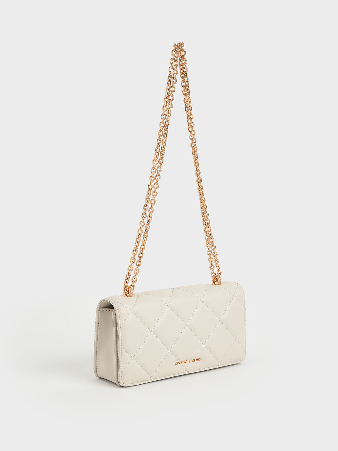 Cream Paffuto Chain Handle Quilted Long Wallet - CHARLES & KEITH UK