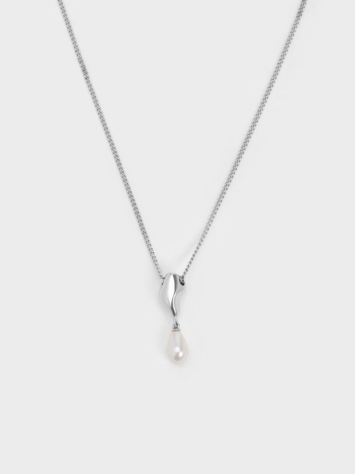 Corrine Teardrop Pearl Necklace, Silver, hi-res