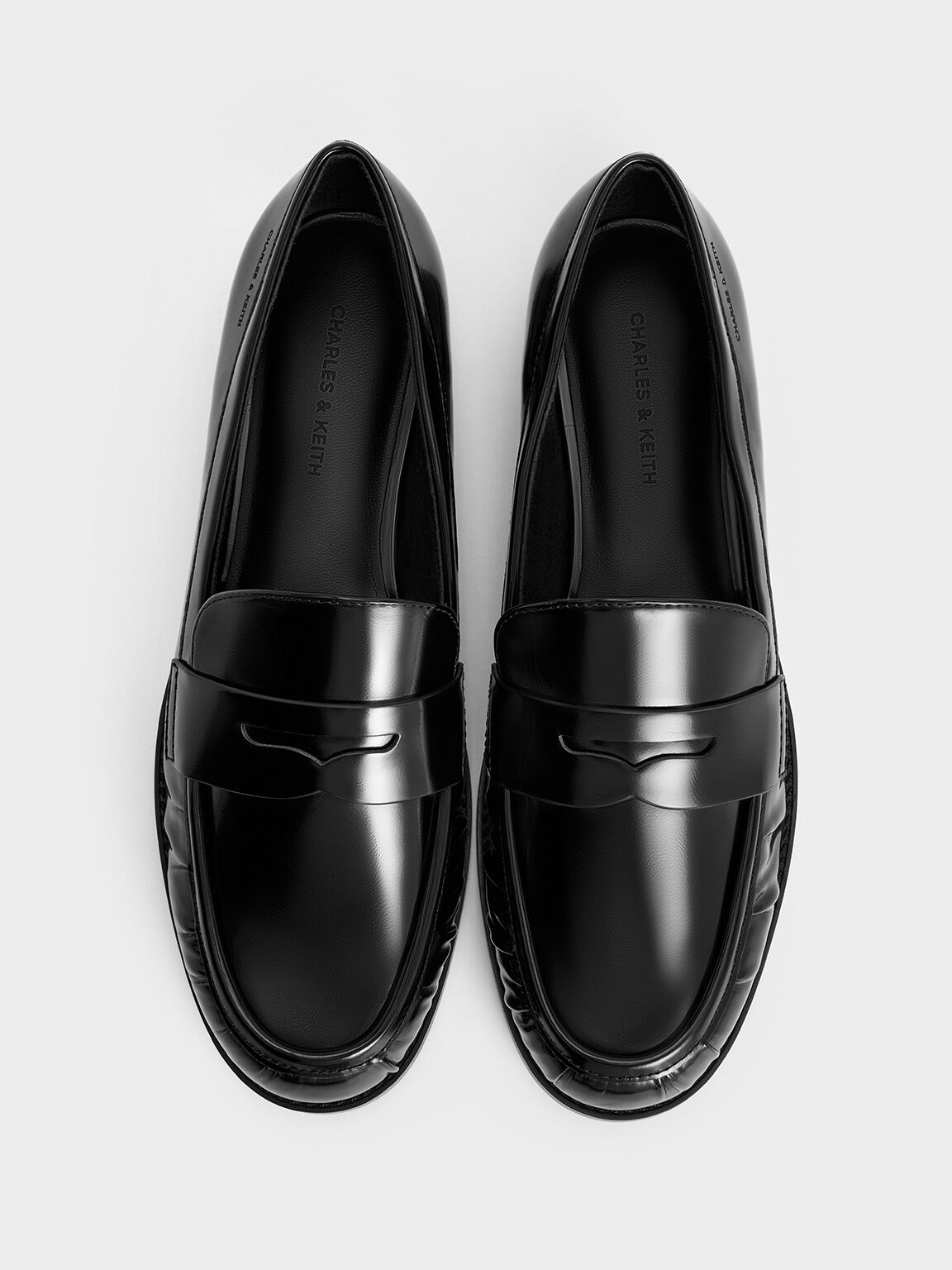 Ruched Penny Loafers, Black Box, hi-res