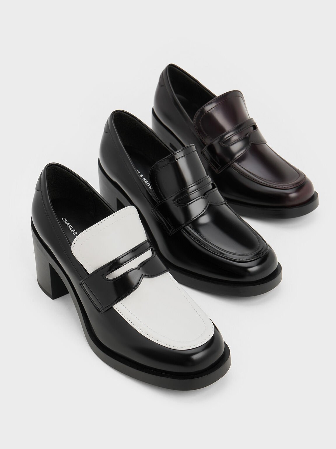 Penny Loafer Block-Heel Pumps, Black Box, hi-res