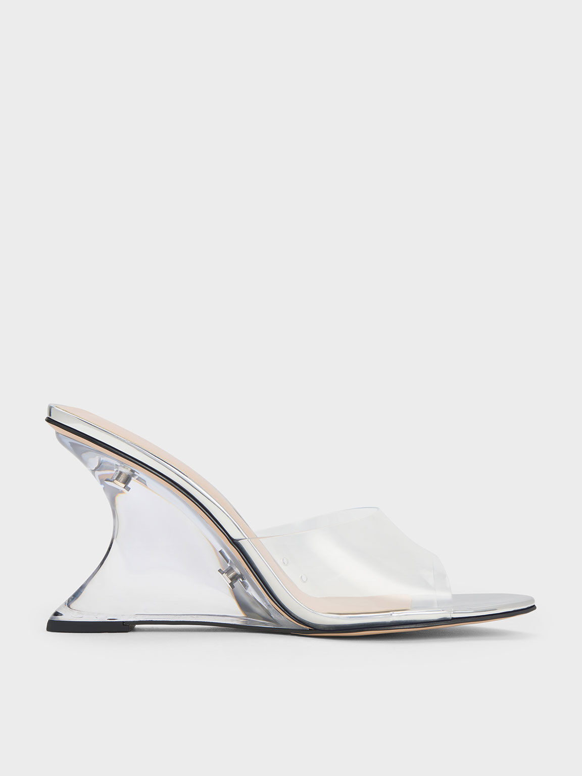 Charles & Keith Women's Metallic Sculptural Heel Mules