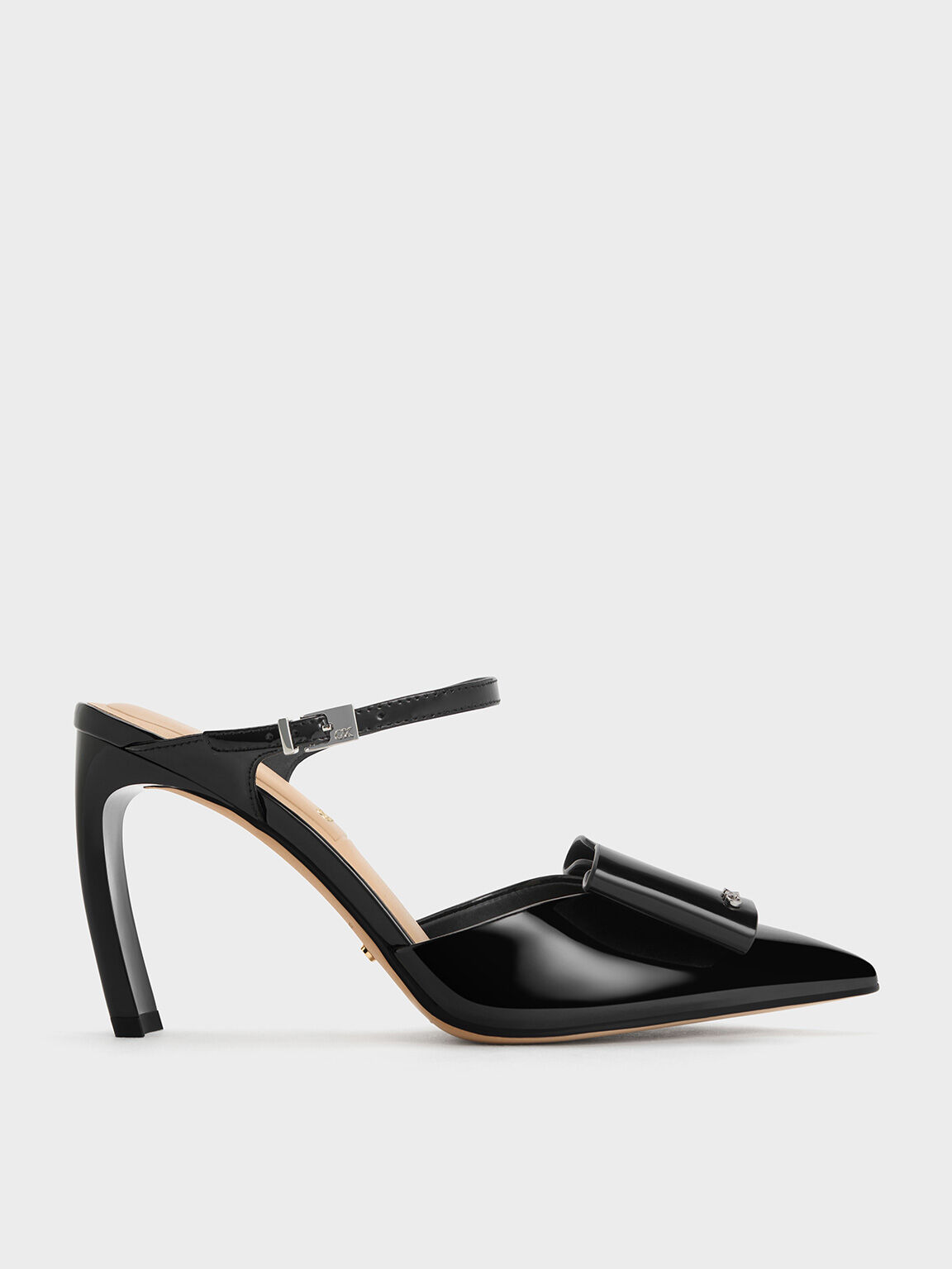 Lu Patent Leather Bow Blade-Heel Mules, Black Patent, hi-res