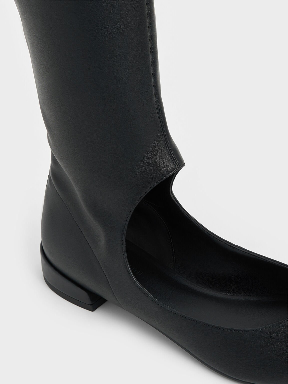 Robbie Cut-Out Pointed-Toe Knee-High Boots, Black, hi-res