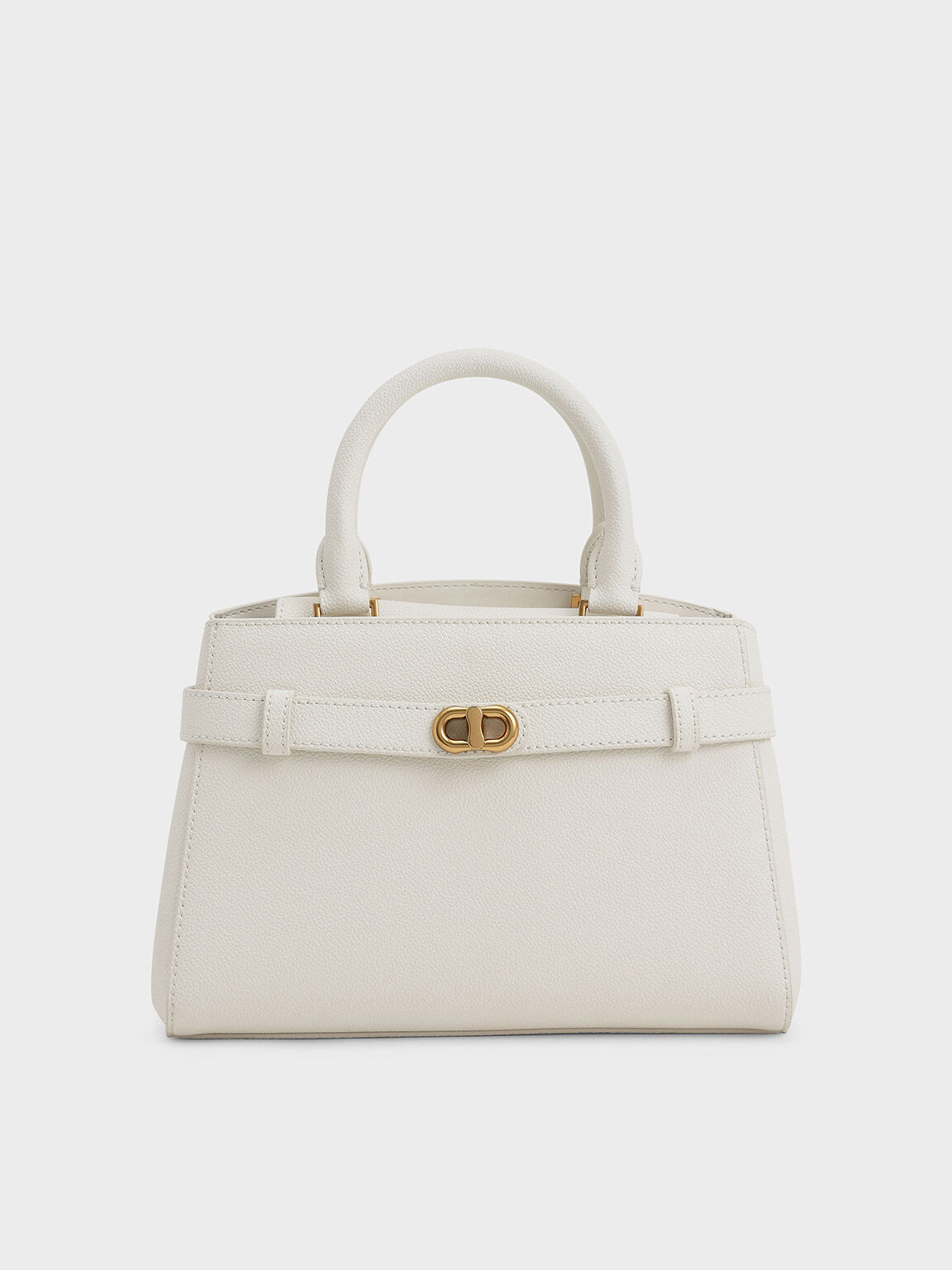 Cream Aubrielle Metallic-Accent Belted Bag - CHARLES & KEITH UK