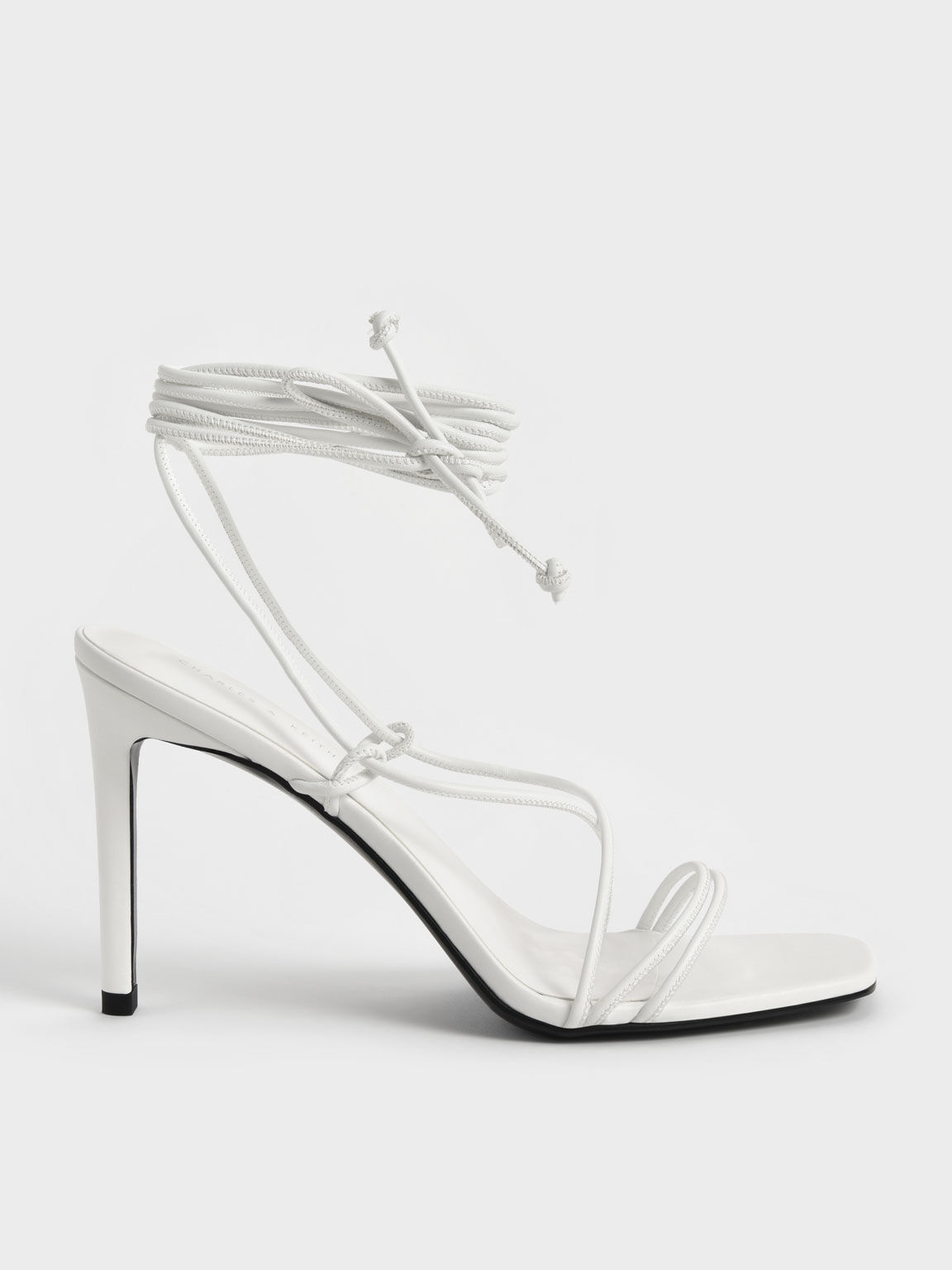 I Saw It First | Lace Up Mid Heel Toe Post Sandals | White | House of Fraser