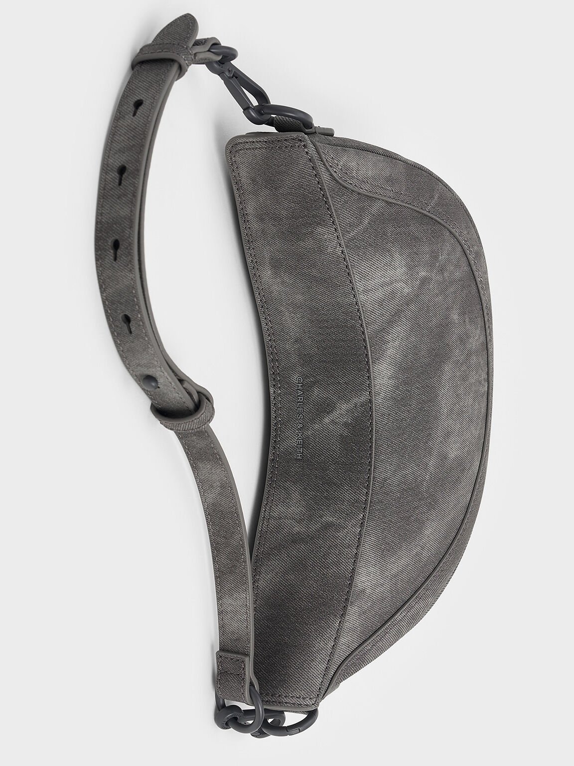 Denim Asymmetrical Saddle Bag, Dark Grey, hi-res