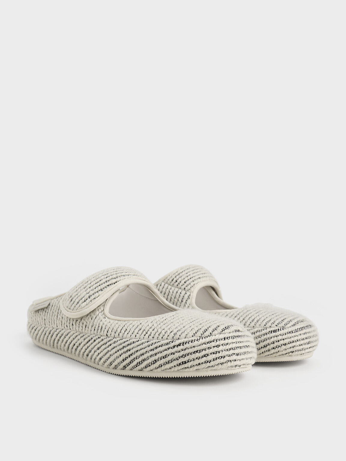 Lumi Striped Slip-On Flats, White, hi-res