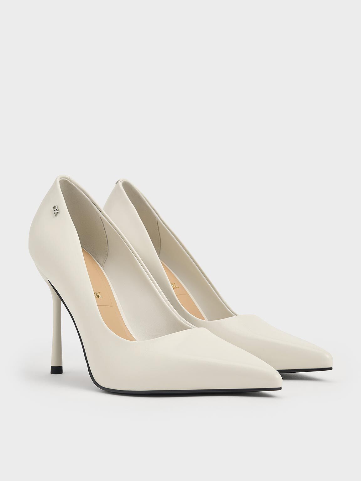 Kyra Leather Pointed-Toe Pumps, Chalk, hi-res