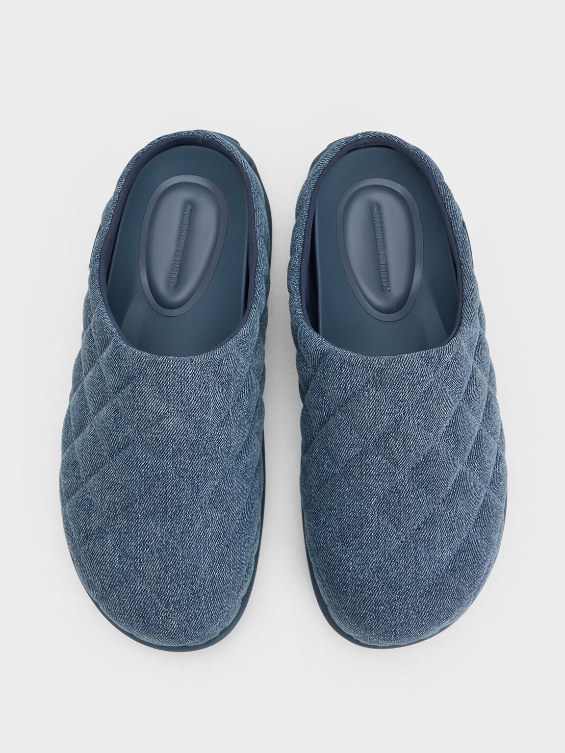 Quilted Flatform Mules, Denim Blue, hi-res