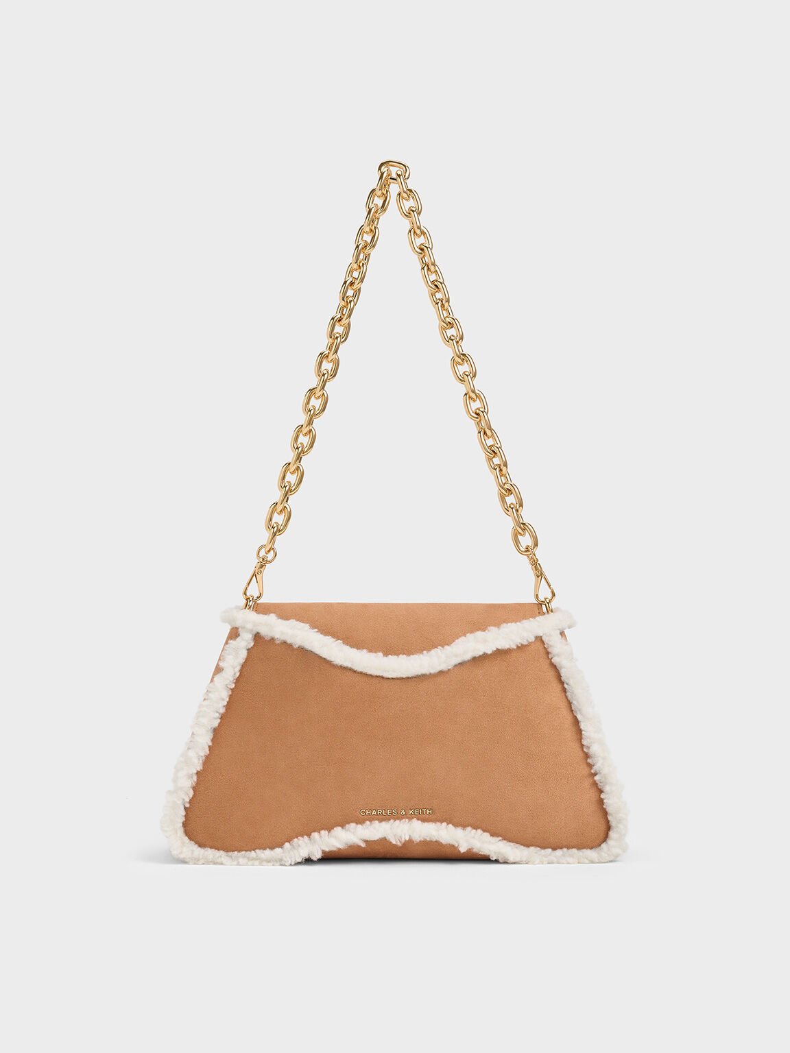 Sybill Textured Fur-Trim Trapeze Chain-Handle Bag, Multi, hi-res