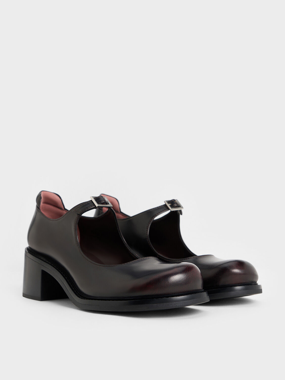 Rooney Buckled Block-Heel Mary Janes, Burgundy, hi-res