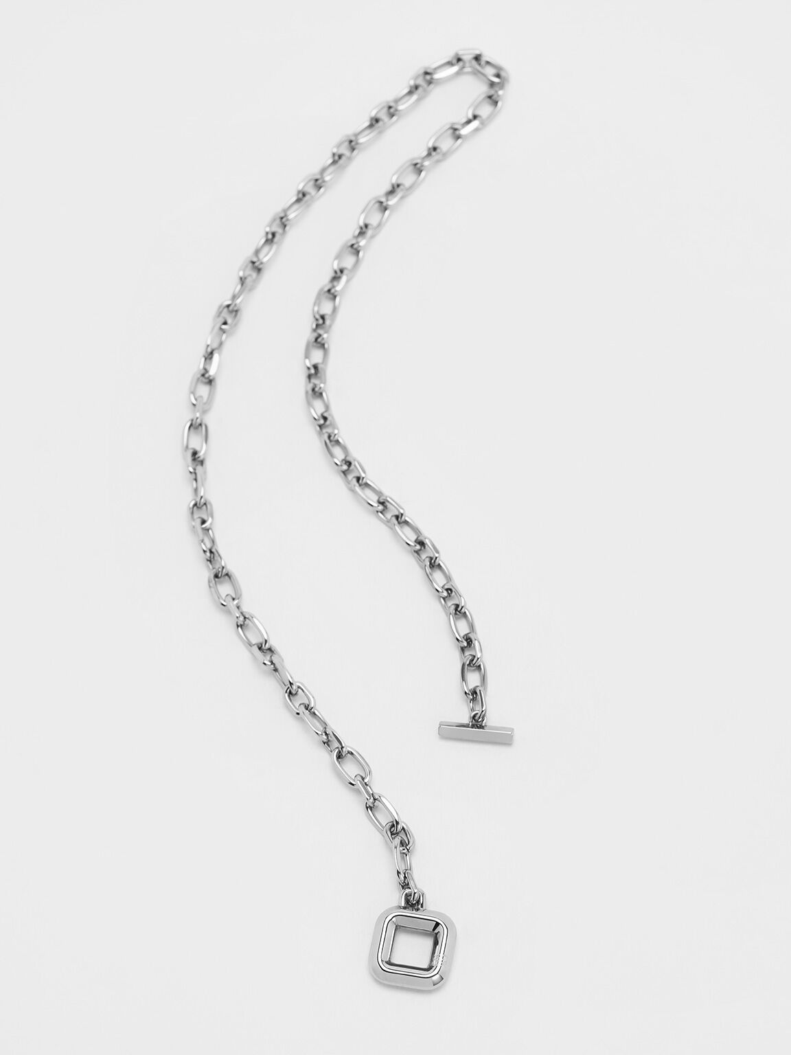 Toggle-Clasp Chain-Link Necklace, Silver, hi-res