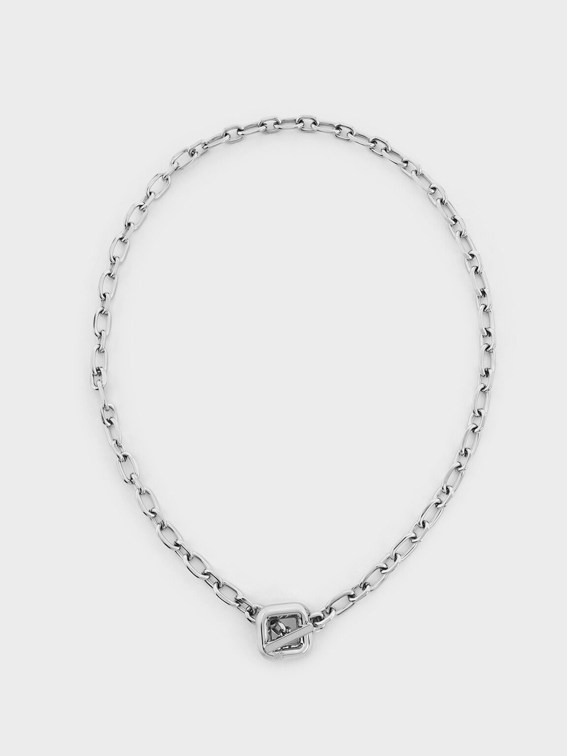Toggle-Clasp Chain-Link Necklace, Silver, hi-res