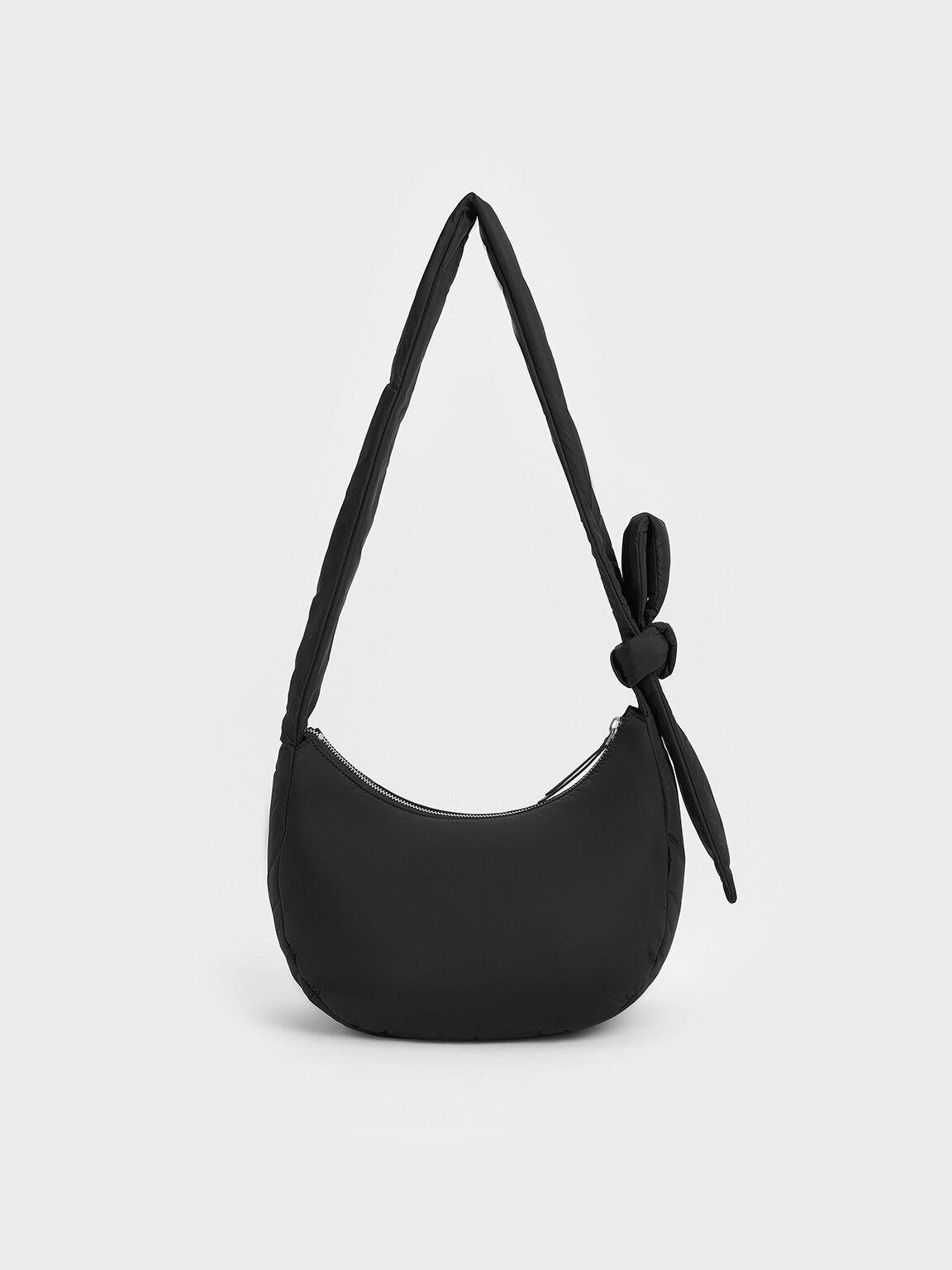 Delilah Nylon Knotted Hobo Bag, Noir, hi-res