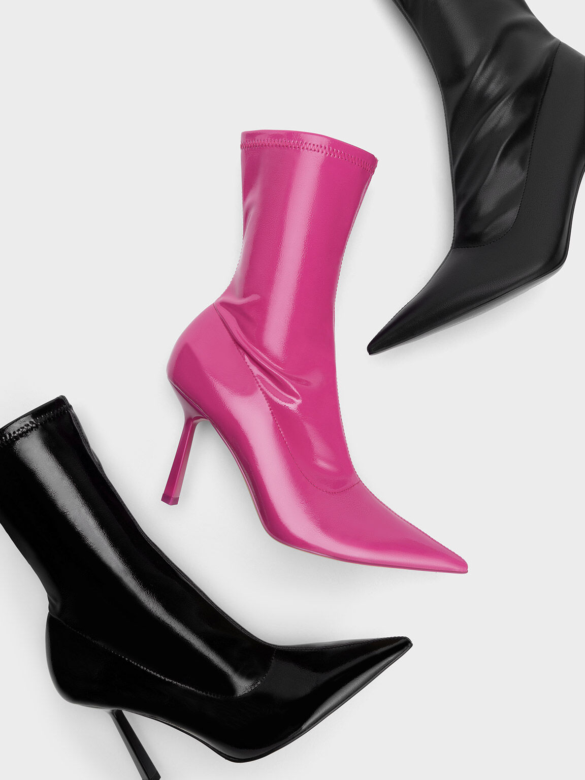 Black Pointed-Toe Stiletto Heel Ankle Boots - CHARLES & KEITH UK