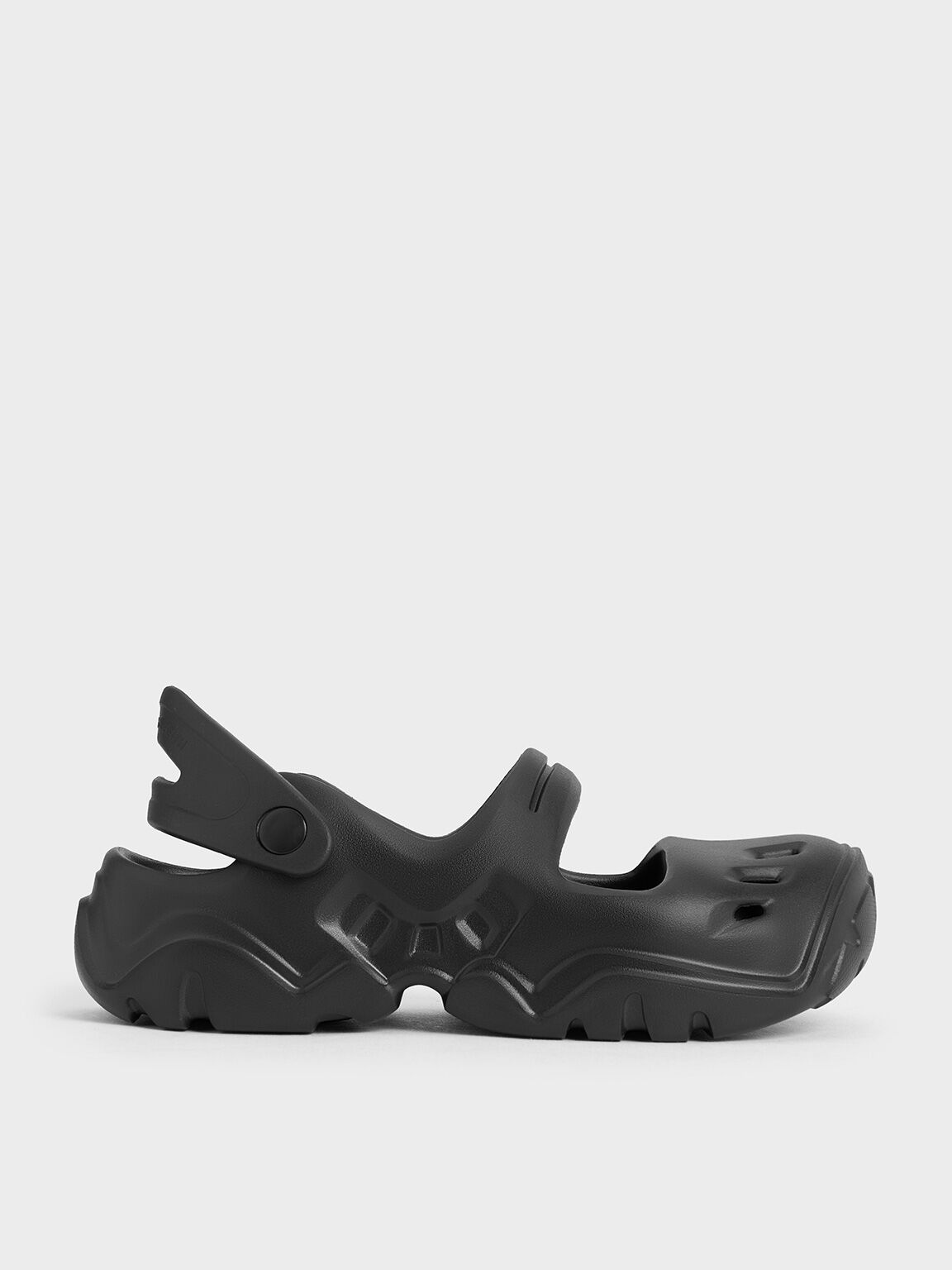 Cut-Out Sports Sandals, Black, hi-res