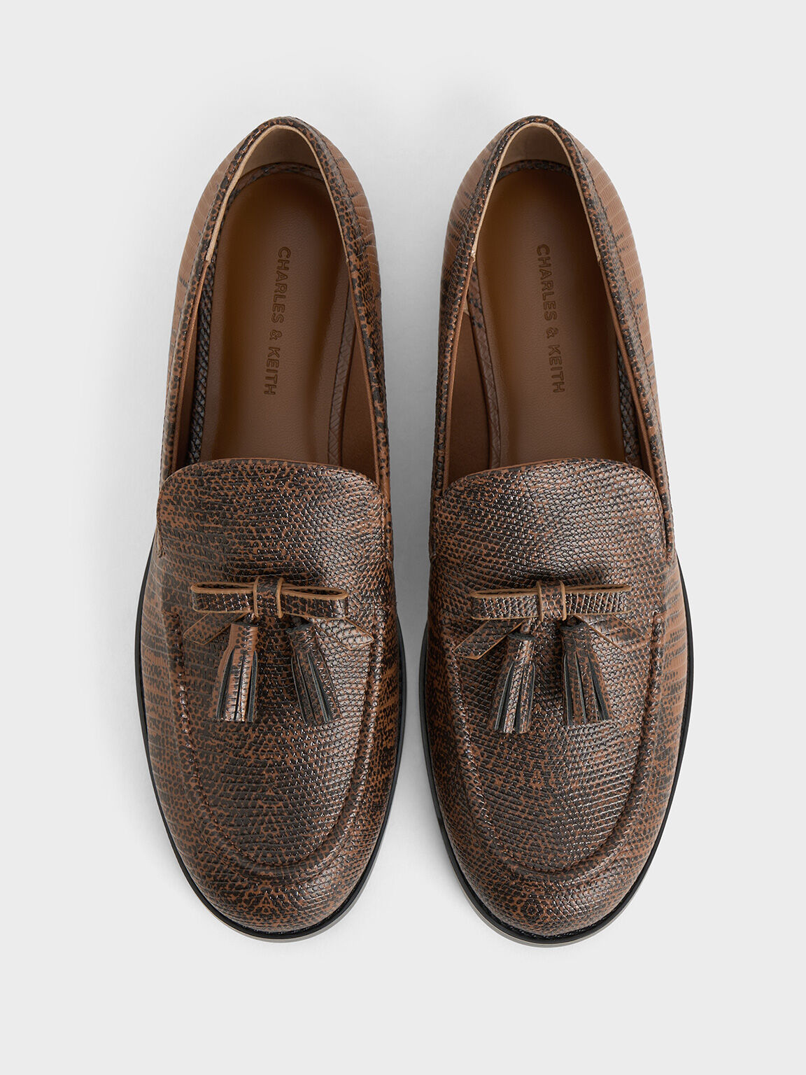 Bow Tassel Loafers, Animal Print Brown, hi-res