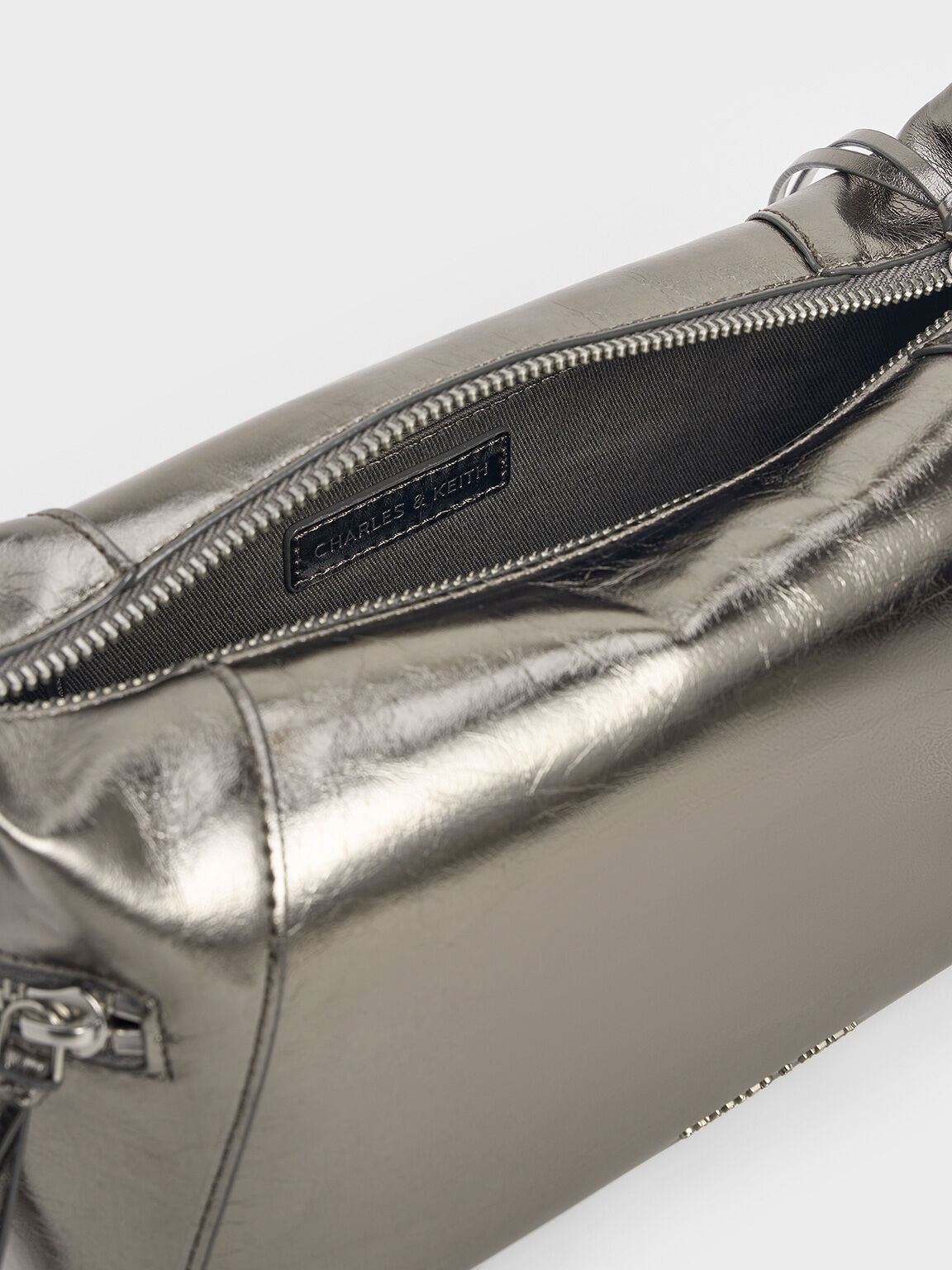 Xylia Metallic Shoulder Bag, Pewter, hi-res