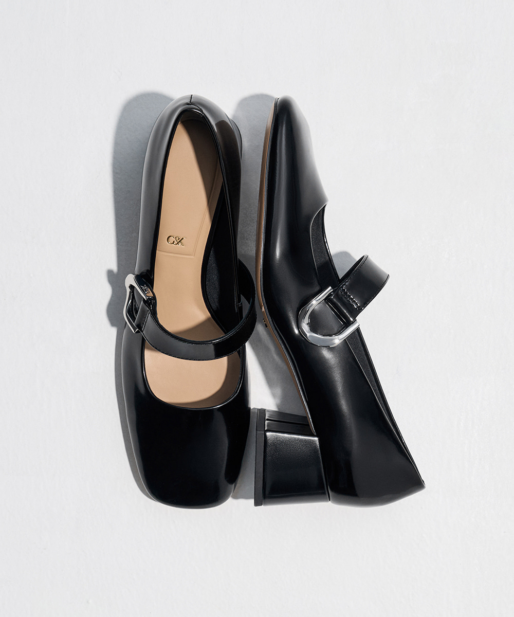 Women’s Gabine leather Mary Jane pumps in black box – CHARLES & KEITH