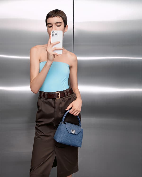 Women's Denim Blue Arwen Braided-Strap Top Handle Bag - CHARLES & KEITH