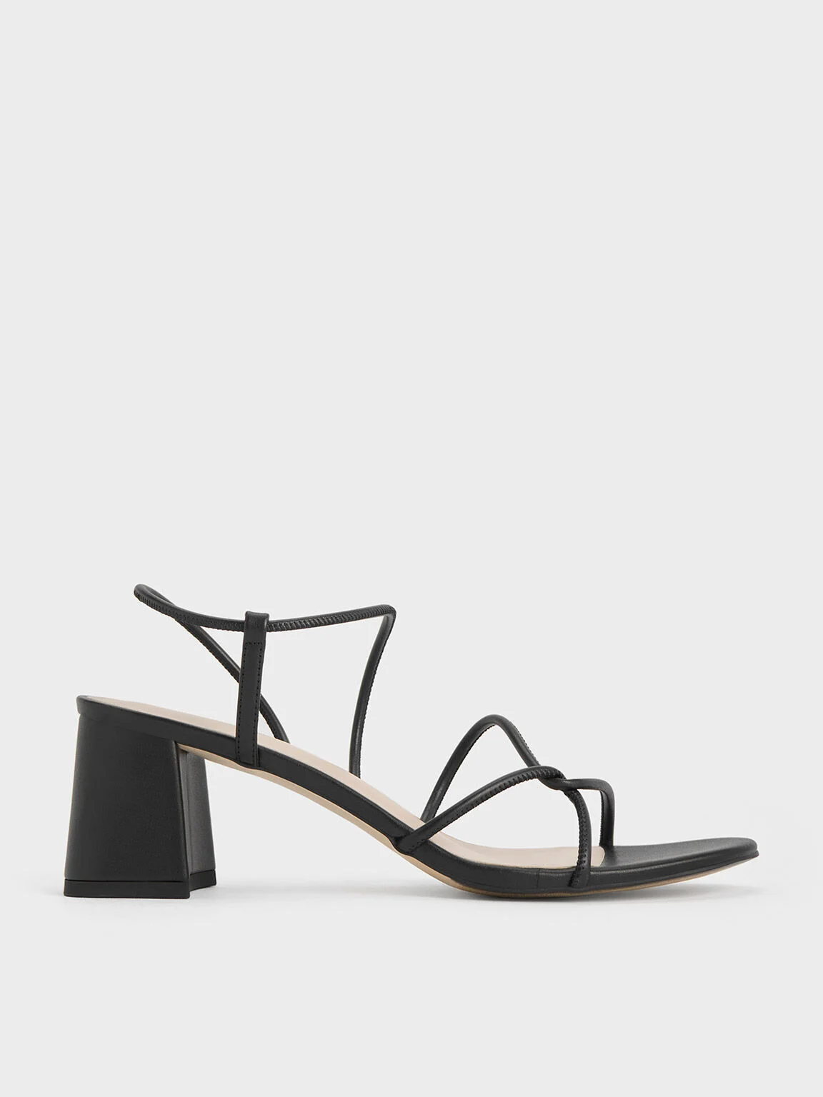 Women’s Trice metallic accent block heel sandals in black - CHARLES & KEITH
