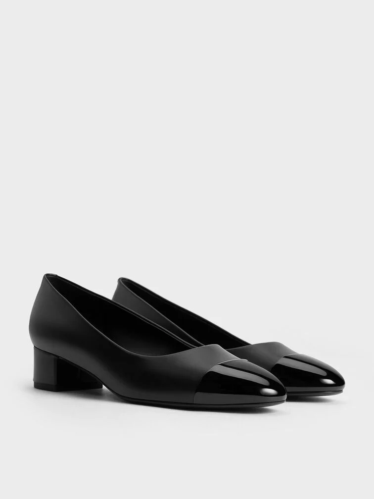 Women’s patent contrast cap-toe pumps - CHARLES & KEITH