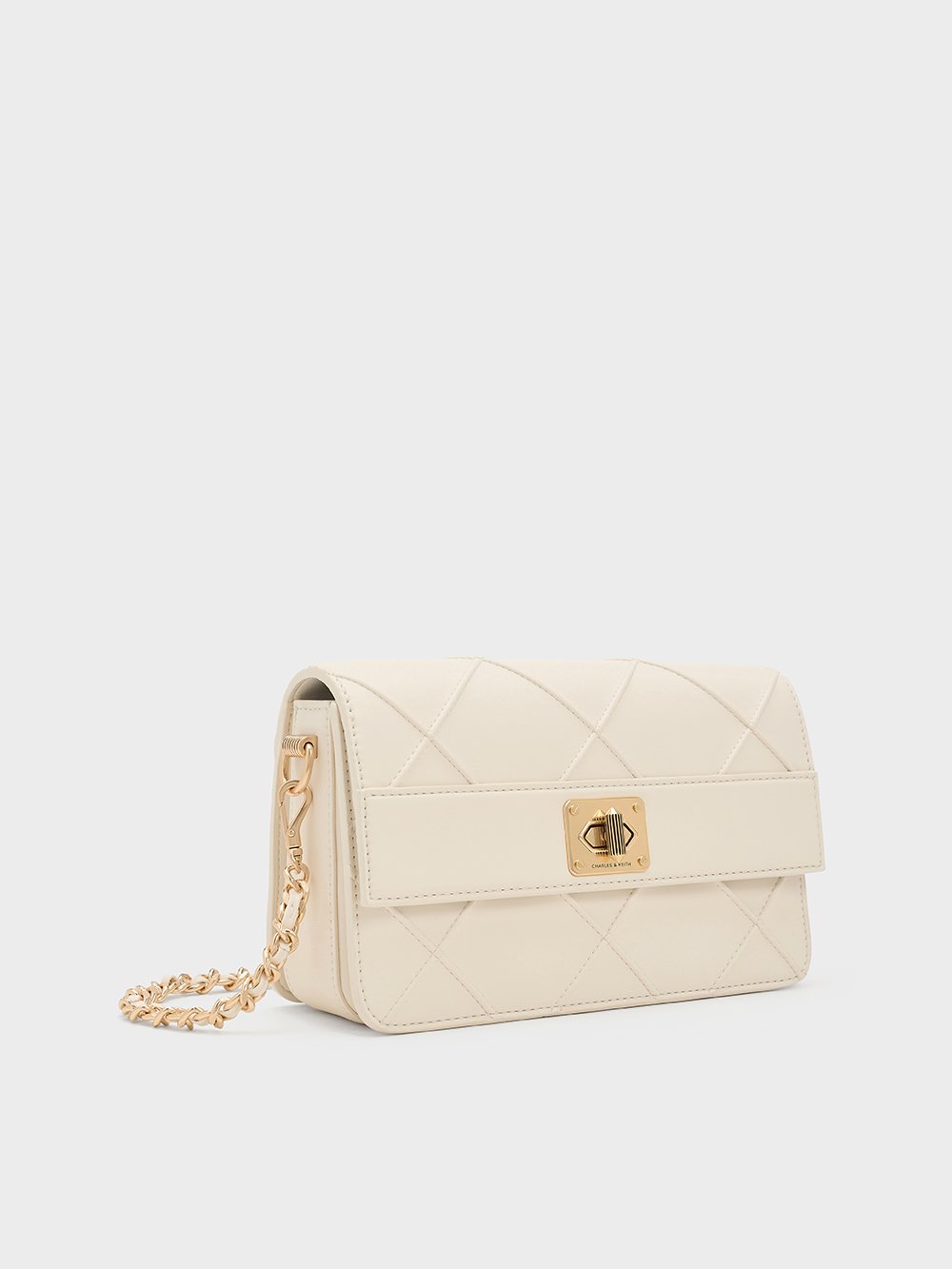 Women's Cream Eleni Quilted Crossbody Bag - CHARLES & KEITH
