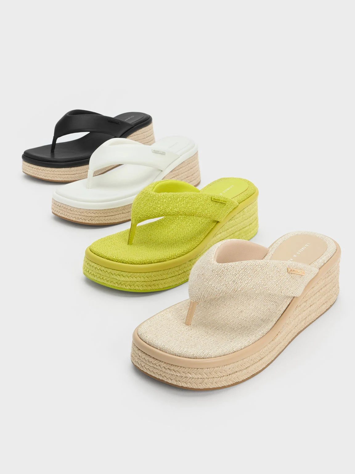 Women’s linen espadrille thong sandals - CHARLES & KEITH